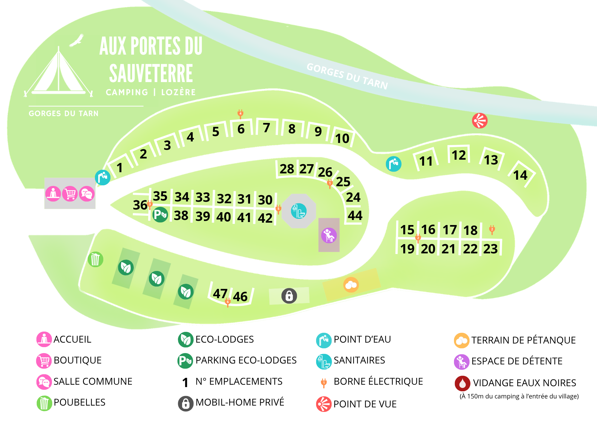 Aux portes du Sauveterre plan du camping