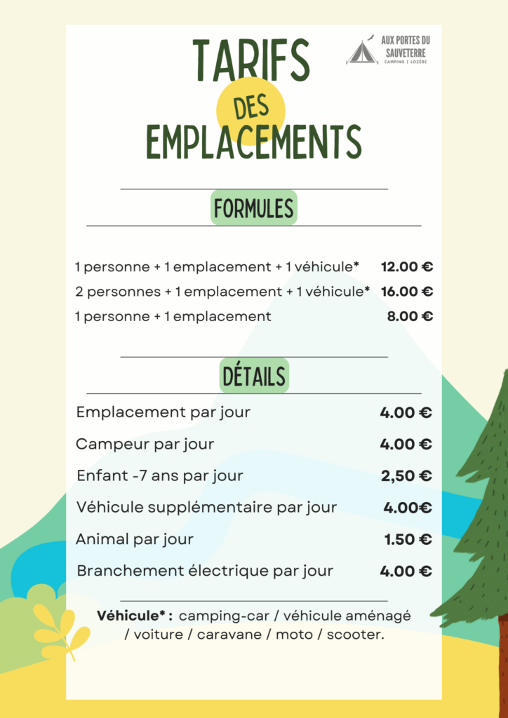 tarif camping en lozere aveyron